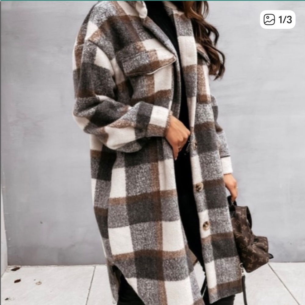 Plaid Print Shacket - Picture 2 of 3